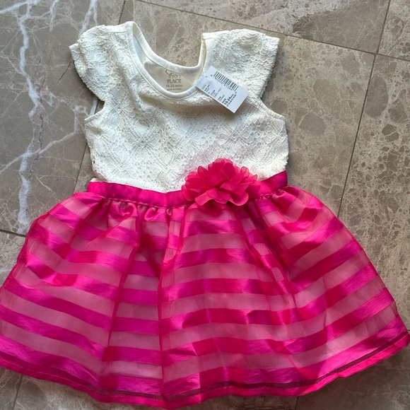The Children's Place White Lace Dress with Pink Accents - Picture 1 of 4